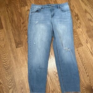 1822 denim ripped jeans straight leg light denim color